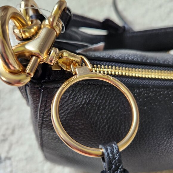 NWT Coach Black Leather Sutton Shoulder Crossbody Bag with Dust Bag - Picture 5 of 16